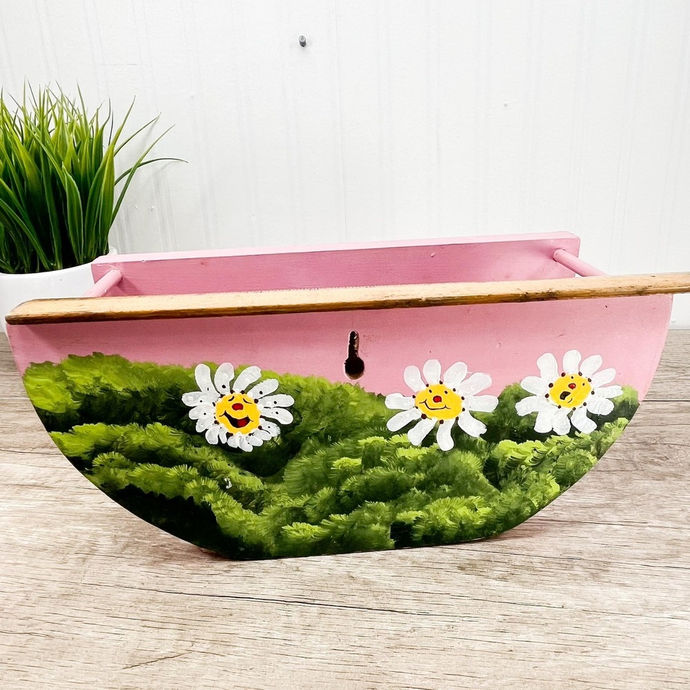 Vintage Wooden Shelf with Painted Bee & Daisies: Play Haus Whimsical Decor - Picture 6 of 14